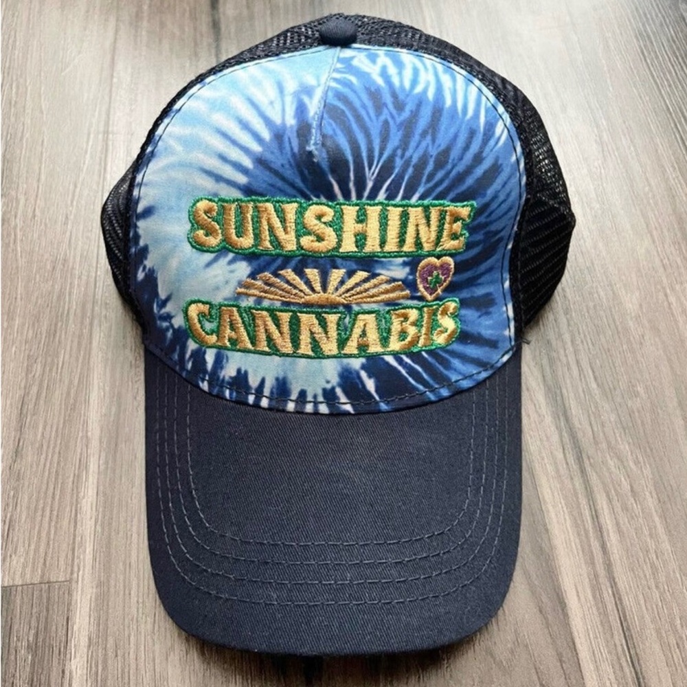 Sunshine Cannabis Snapback Tie Dye Trucker Hat Mesh Back Embroidered New